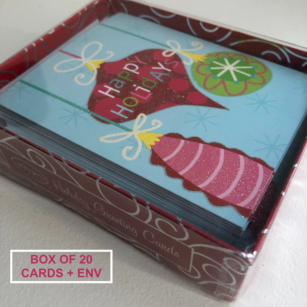 1| BOX/20 HAPPY HOLIDAYS ORNAMENT GREETING CARDS